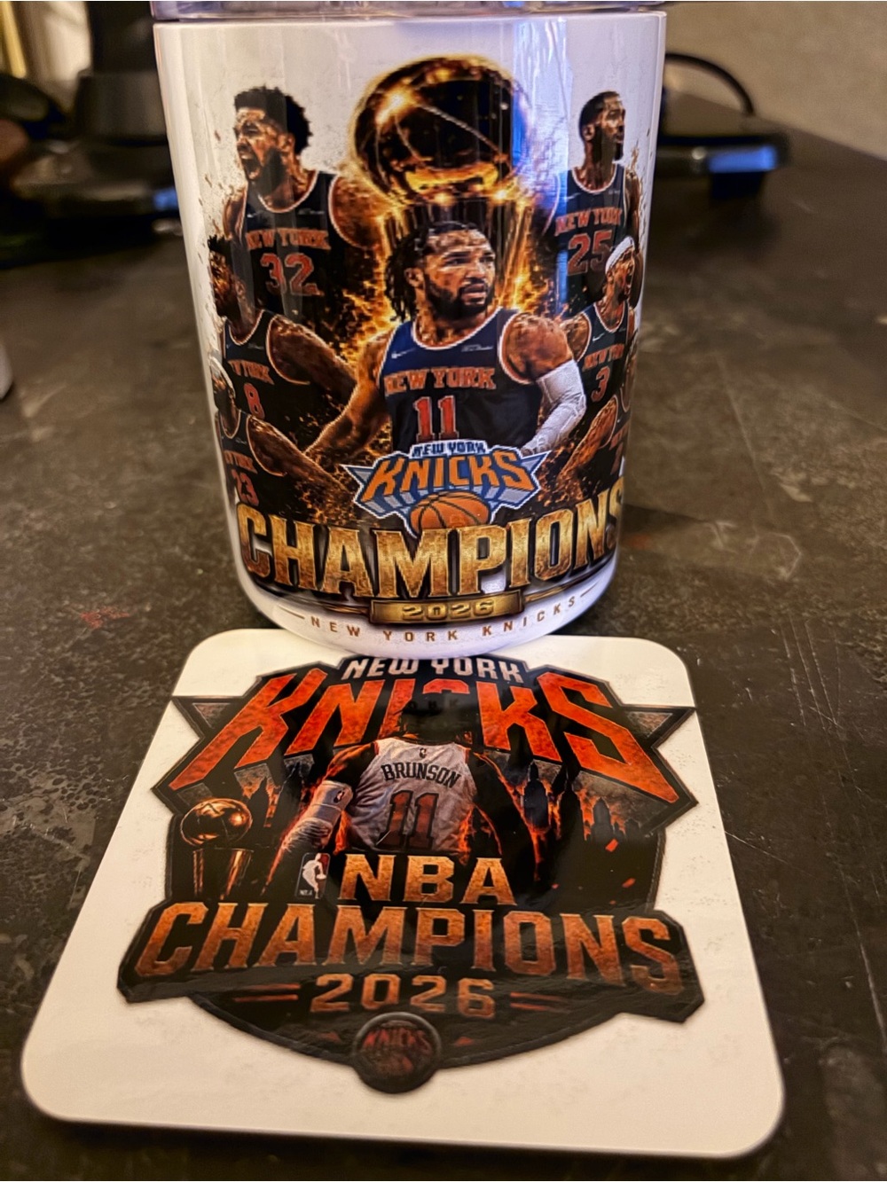 New York Knicks Champions 2026 Mug & Coaster Set - Orange/Blue/Black, NEW